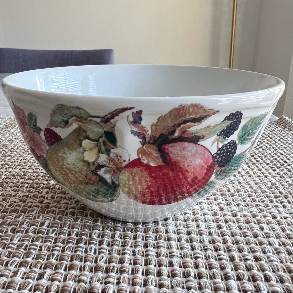 Floral Fruit Design Ceramic Bowl 6.5” diameter - Picture 2 of 6